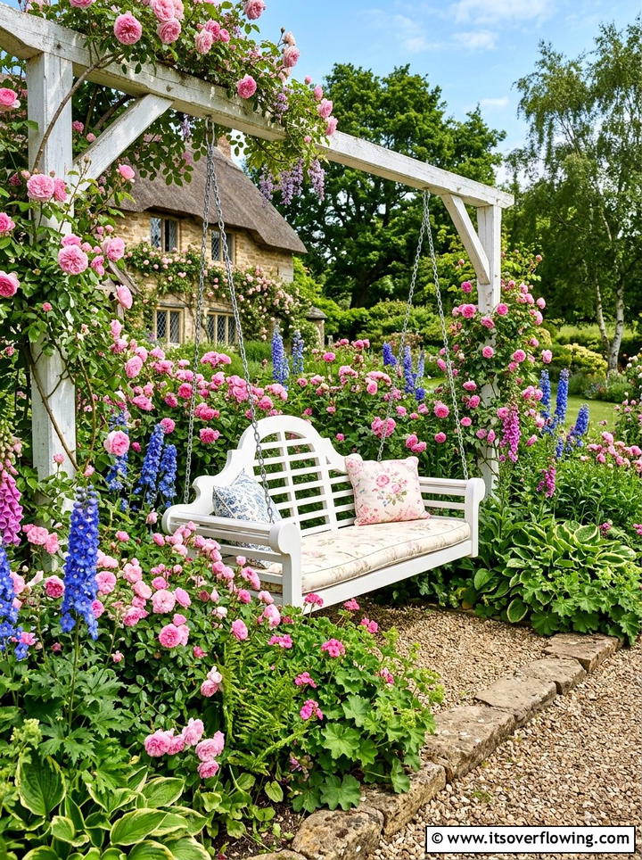 Flower Bed Porch Swing - 25 garden decor ideas with porch swings