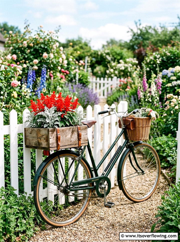 Flower Box On Bike Rack - 25 upcycled garden ideas with old bicycles