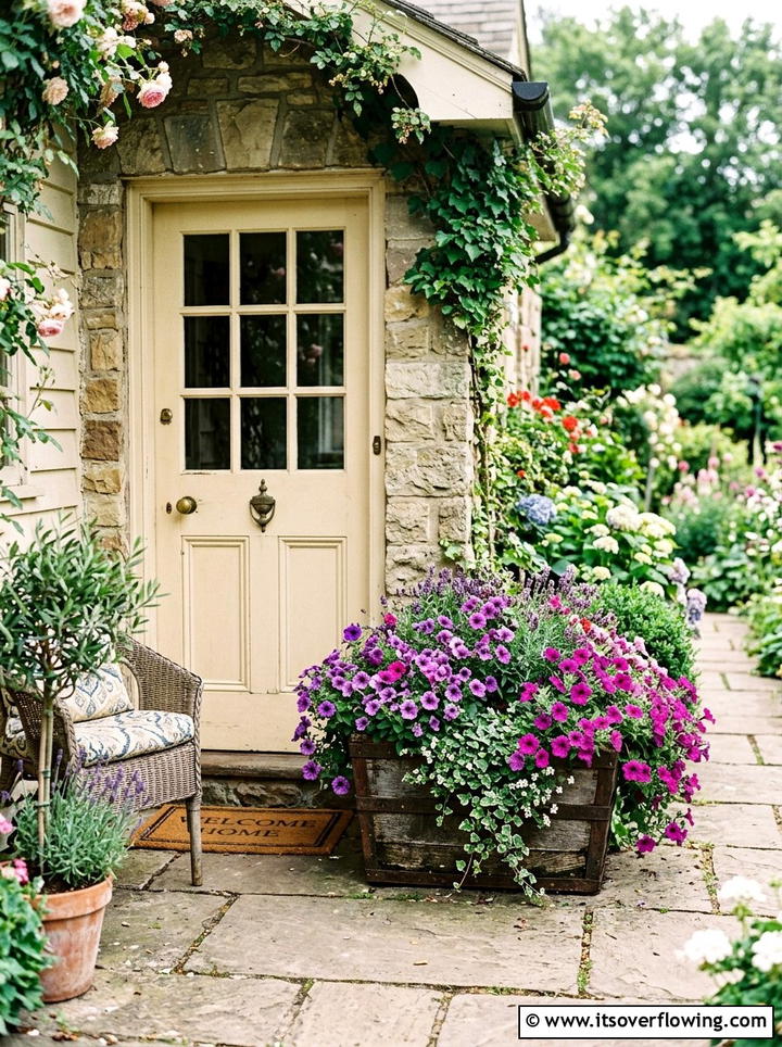 Flower Box On Vintage Door - 25 upcycled garden ideas with old doors