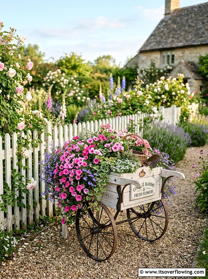 Flower Cart Wagon - 25 garden decor ideas with wagons