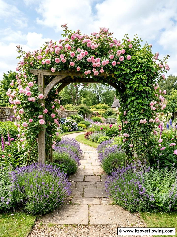 Flower Covered Arch - 25 backyard decorating ideas with garden party style