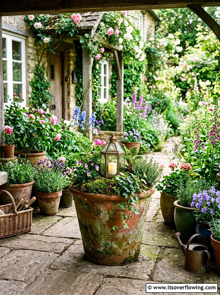 Flower Pot Lanterns - 25 front porch ideas with candle lanterns
