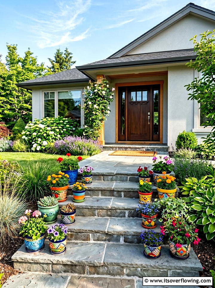 Flower Pots On Steps - 25 front porch decor ideas with florals