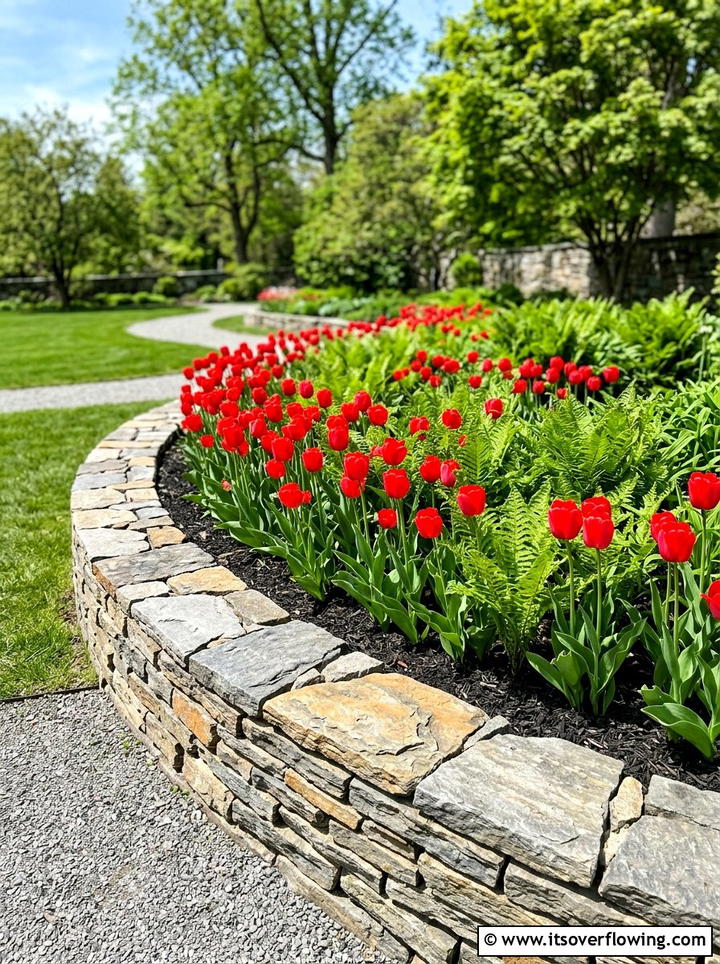 Flower bed stone border - 25 garden decor ideas with stepping stones