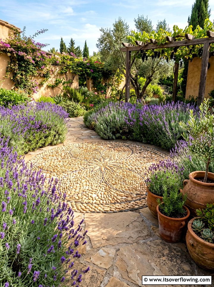 Flower stone mosaic - 25 garden ideas with pebble mosaics