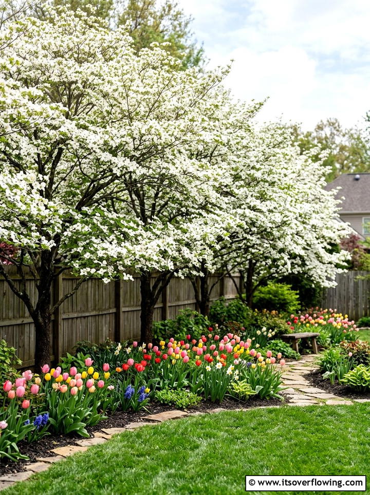 Flowering Dogwood Border - 25 backyard ideas with privacy trees