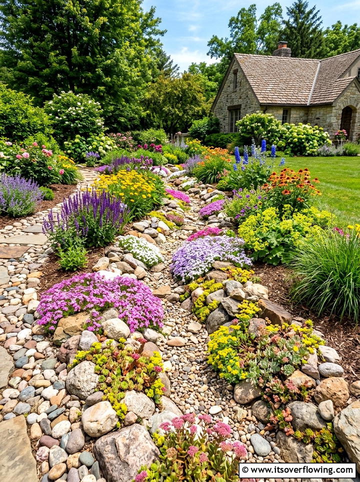 Flowering Dry Creek Bed - 25 creative garden ideas with dry creek beds