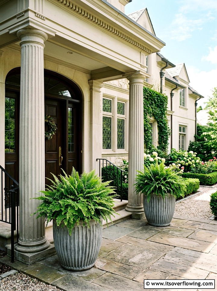 Fluted Cement Garden Pots - 25 front porch ideas with concrete planters