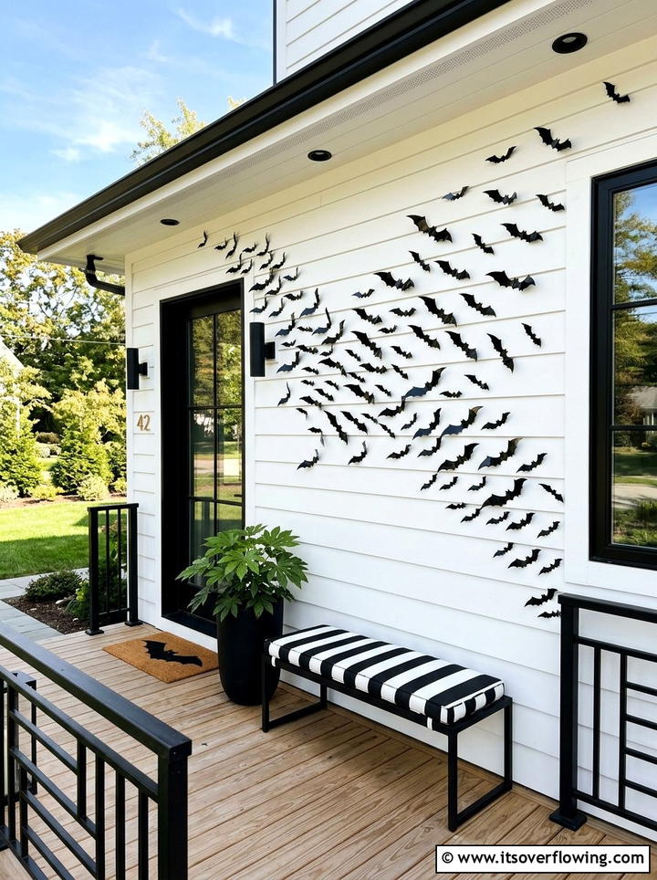 Flying Bats Porch - 25 front porch decor ideas for halloween