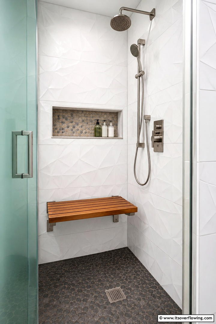 Fold Down Wall Mounted Bench - 30 Shower Bench Ideas for Functional Bathroom Designs