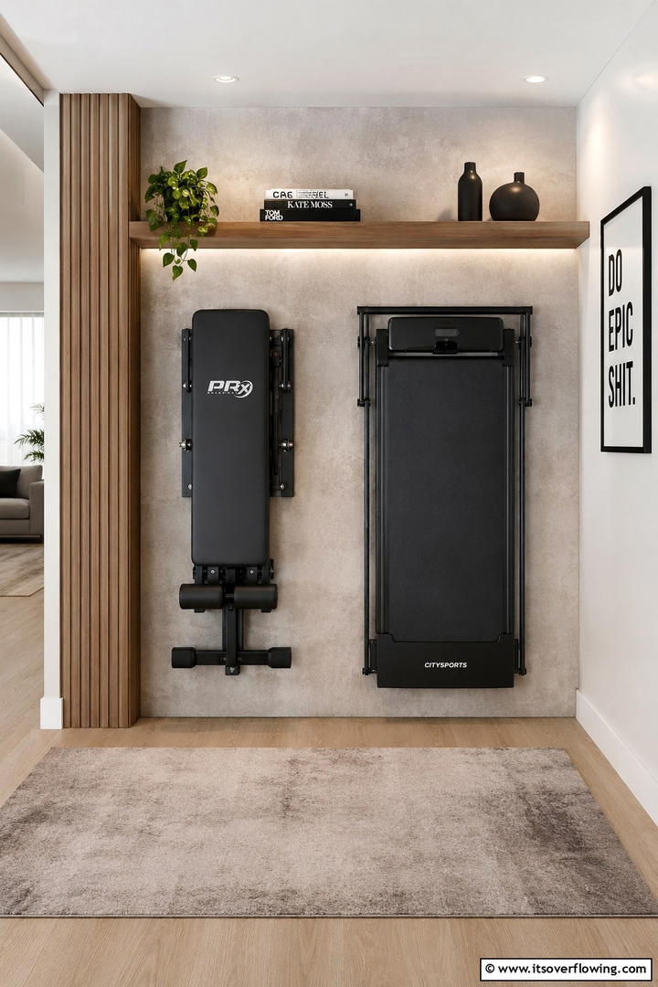Foldable Equipment Zone - 30 Small Home Gym Ideas for Compact Fitness Spaces