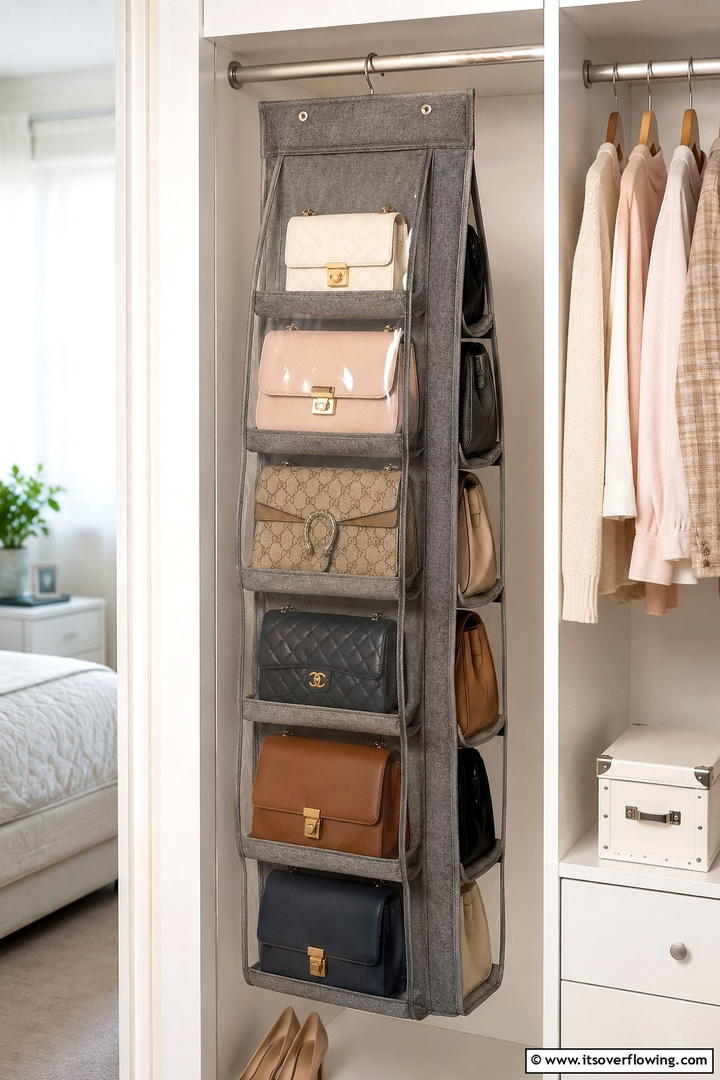 Foldable Purse Storage Bag - 30 Efficient Pots and Pans Storage Ideas for a Tidy Kitchen