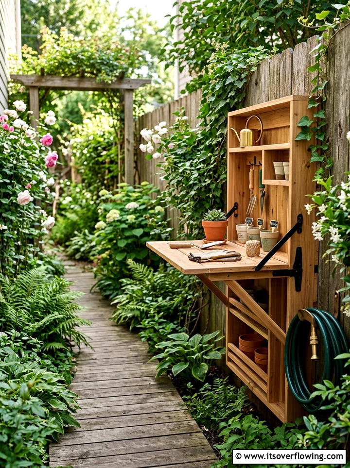 Folding Potting Bench - 25 upcycled garden ideas with potting benches