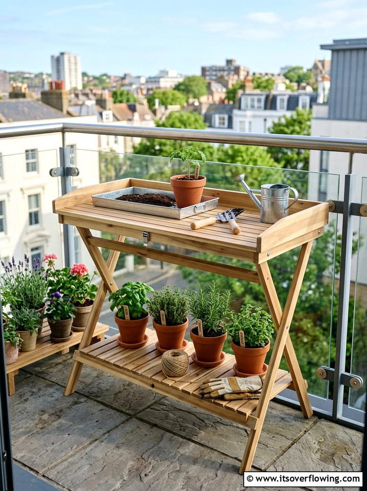 Folding Potting Station - 25 garden ideas with potting bench