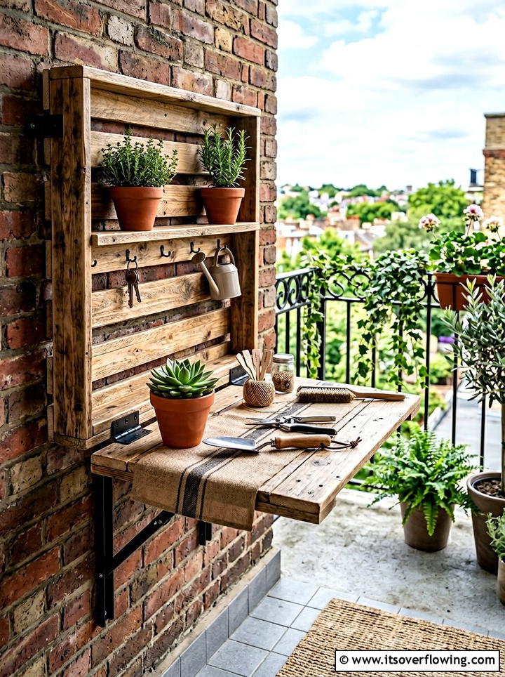 Folding Potting Table - 25 garden decor ideas with pallet projects