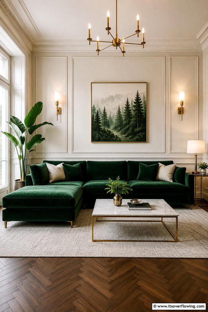 Forest Green Velvet Sofa - 50 Living Room Fall Decor Ideas for Cozy Autumn Updates