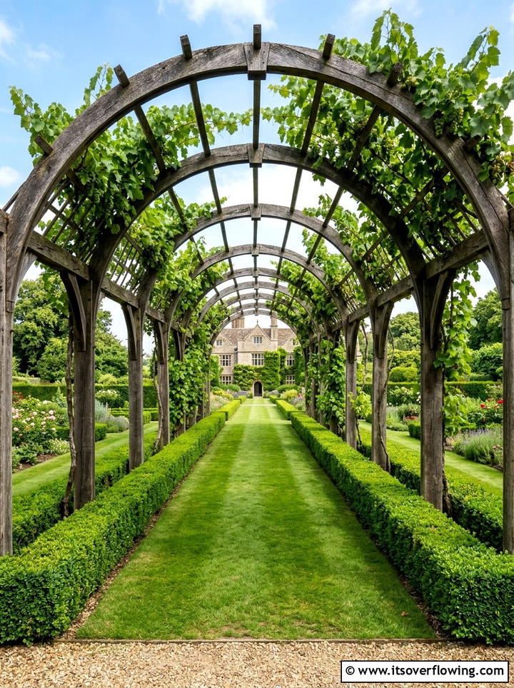 Formal Estate Style Grape Arbor Walk - 25 creative garden ideas with grape arbor