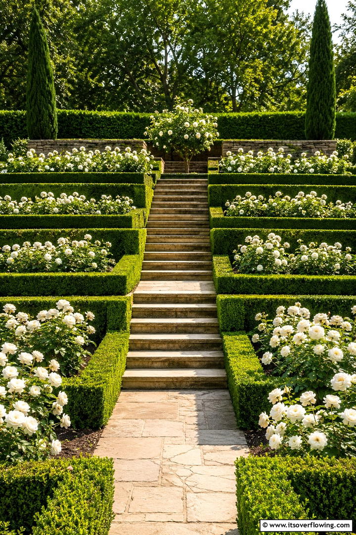 Formal Garden with Neat Lines - 30 Sloped Garden Ideas to Transform Challenging Yards