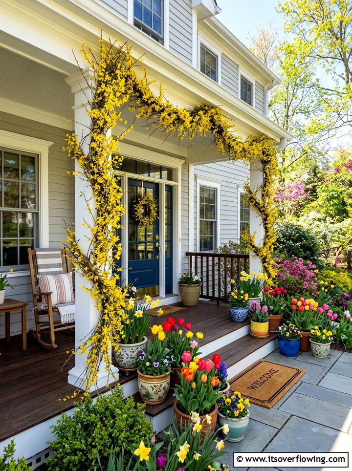 Forsythia Garland Front Porch - 25 front porch decor ideas with garlands