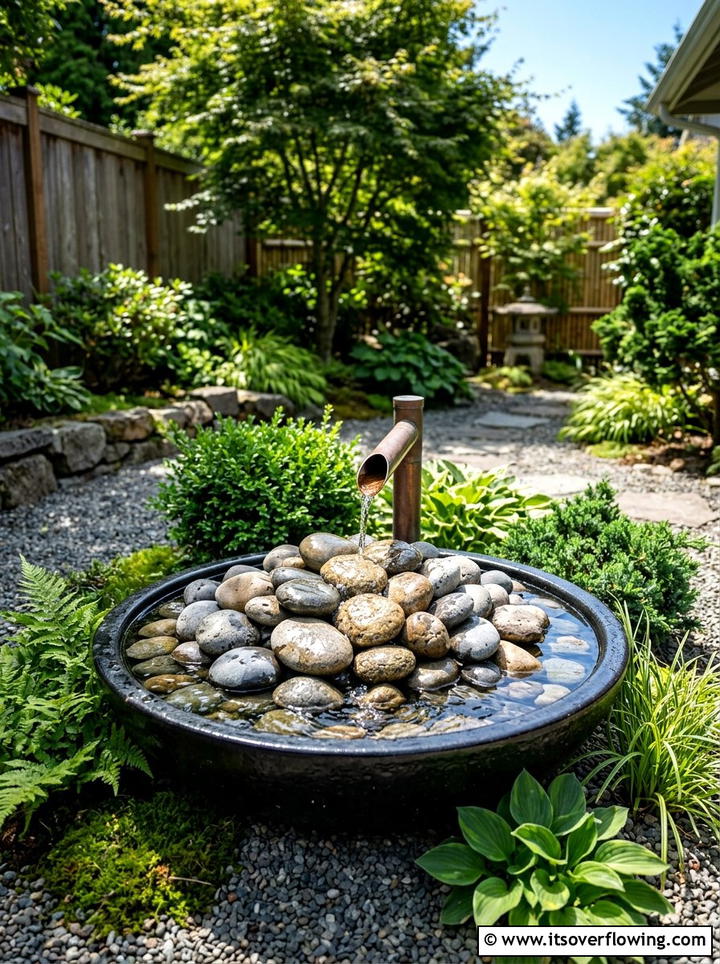 Fountain With River Rocks - 25 backyard decorating ideas with mini fountains