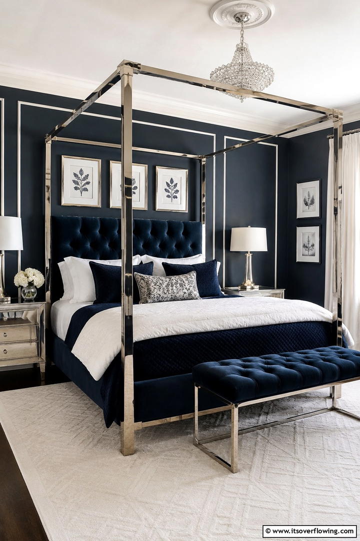 Four Poster Canopy Bed with Upholstered Headboard - 25 Stunning Canopy Bed Ideas for a Dreamy Bedroom