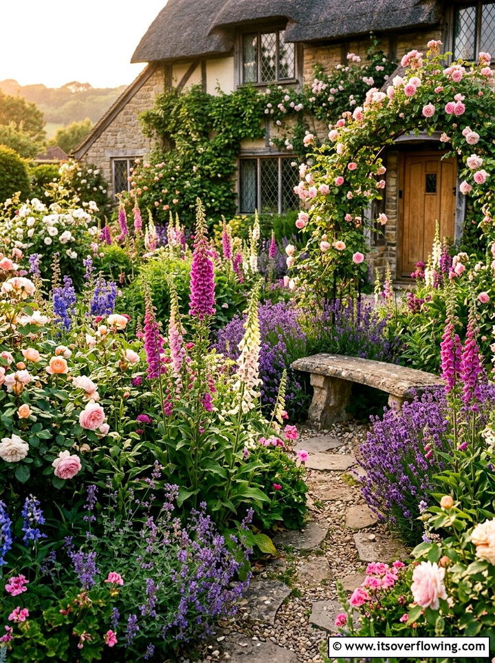 Foxgloves cottage garden - 25 creative garden ideas with hummingbird plants