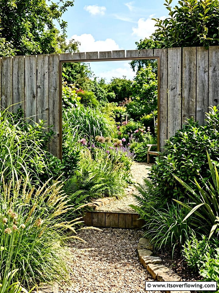 Frameless Garden Mirror - 25 backyard decorating ideas with mirror accents