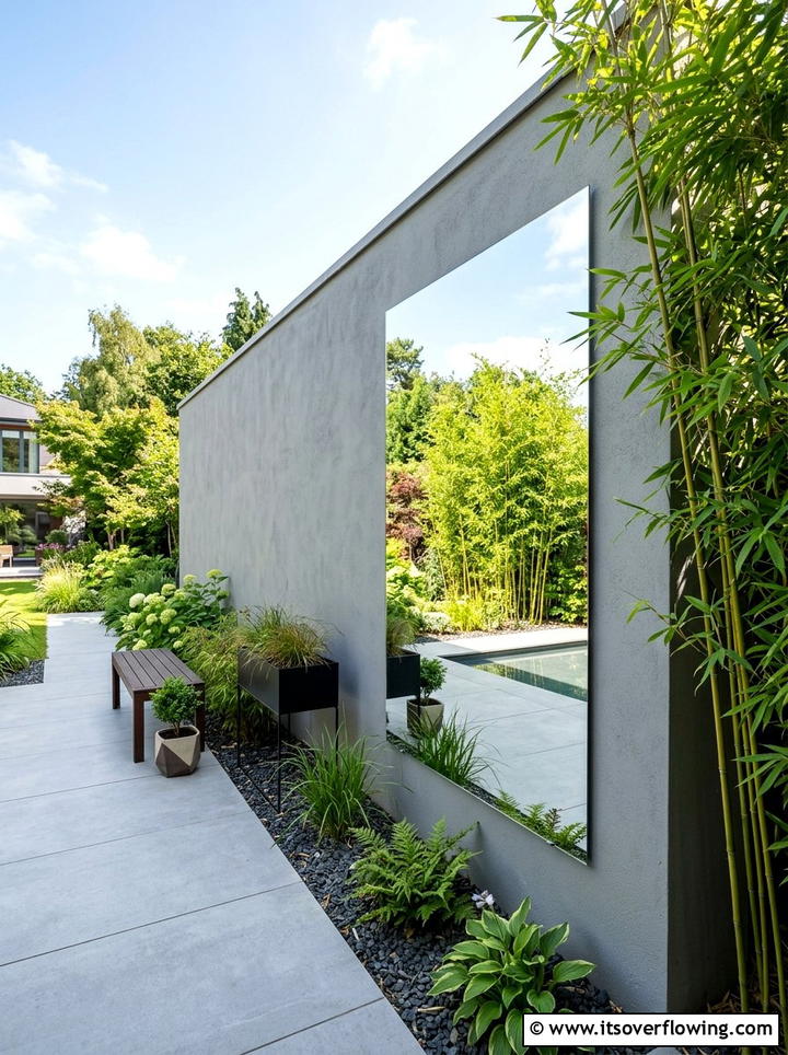 Frameless Mirror For Modern Garden - 25 small garden ideas with mirror tricks