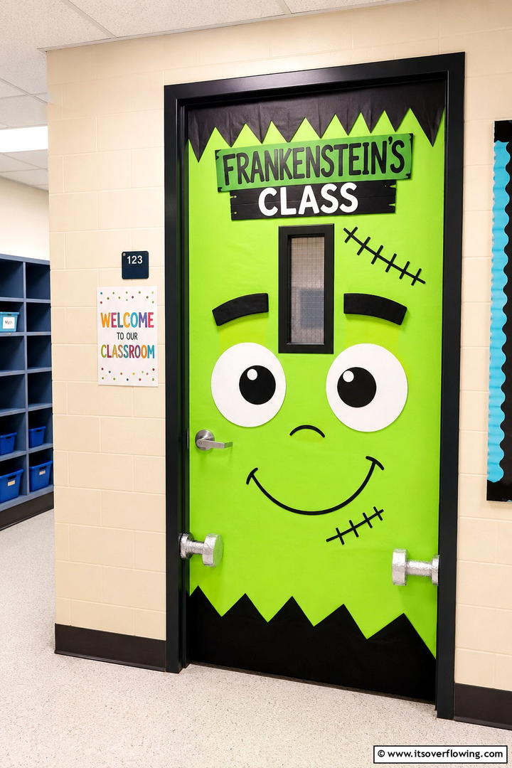 Frankensteins Class - 50 Fall Door Decor Classroom Ideas for Cozy Entryways