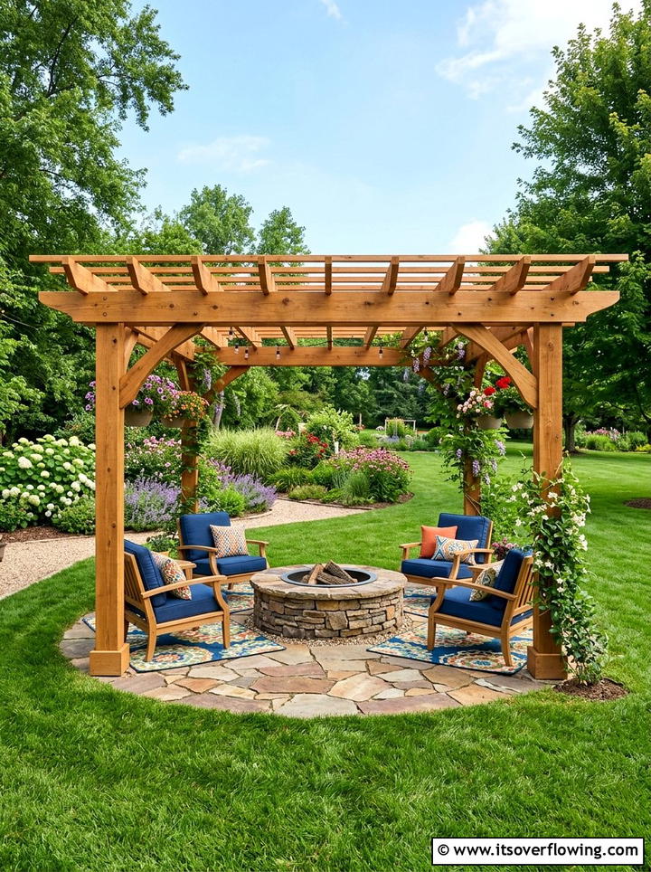 Free Standing Pergola Fire Pit - 25 backyard ideas with pergola and fire pit