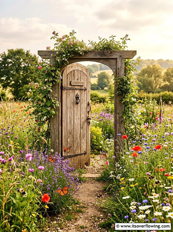 Freestanding Door Garden Focal Point - 25 upcycled garden ideas with old doors