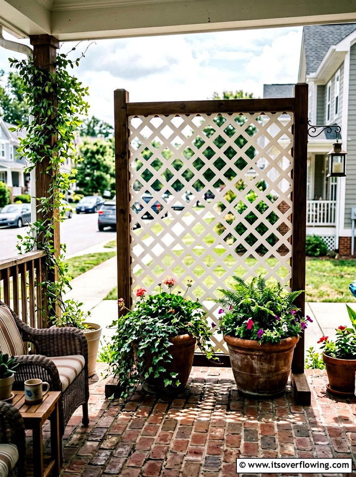 Freestanding Lattice Privacy Wall - 25 front porch ideas with lattice panels