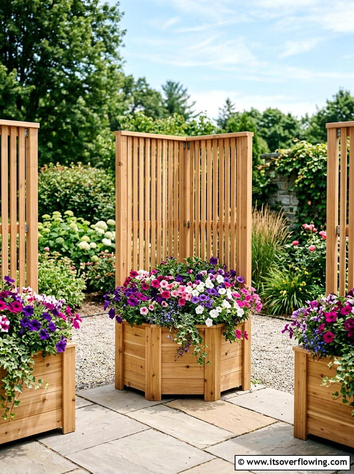 Freestanding planter boxes - 25 small garden ideas with privacy screens
