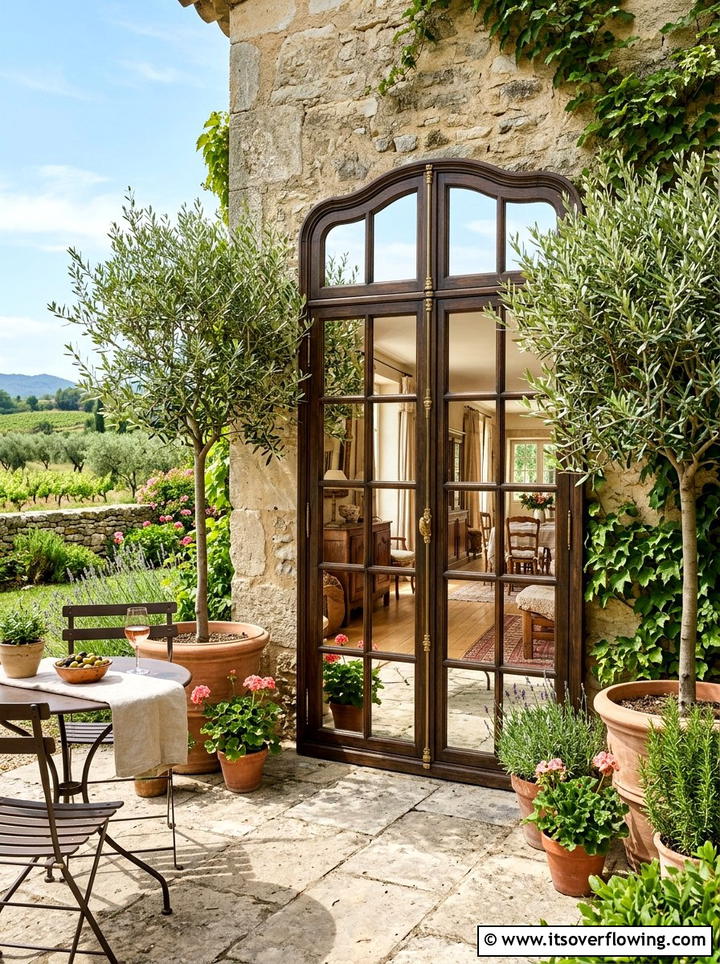 French Door Mirror For Terrace - 25 garden decor ideas with mirrors