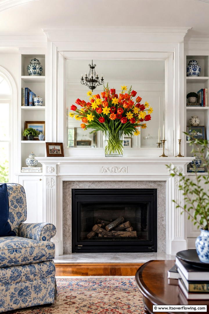 Fresh Blooms Mantel - 30 Spring Mantel Decor Ideas for Fresh Seasonal Style