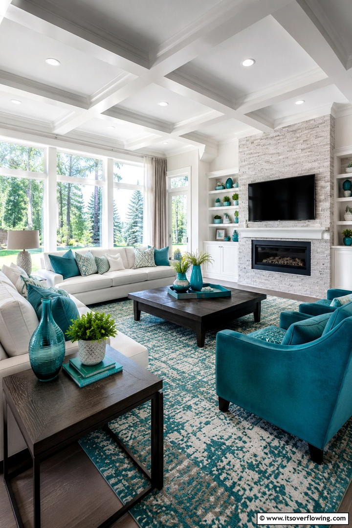 Fresh Teal Revival - 30 Teal Living Room Ideas for Bold & Serene Interior Spaces