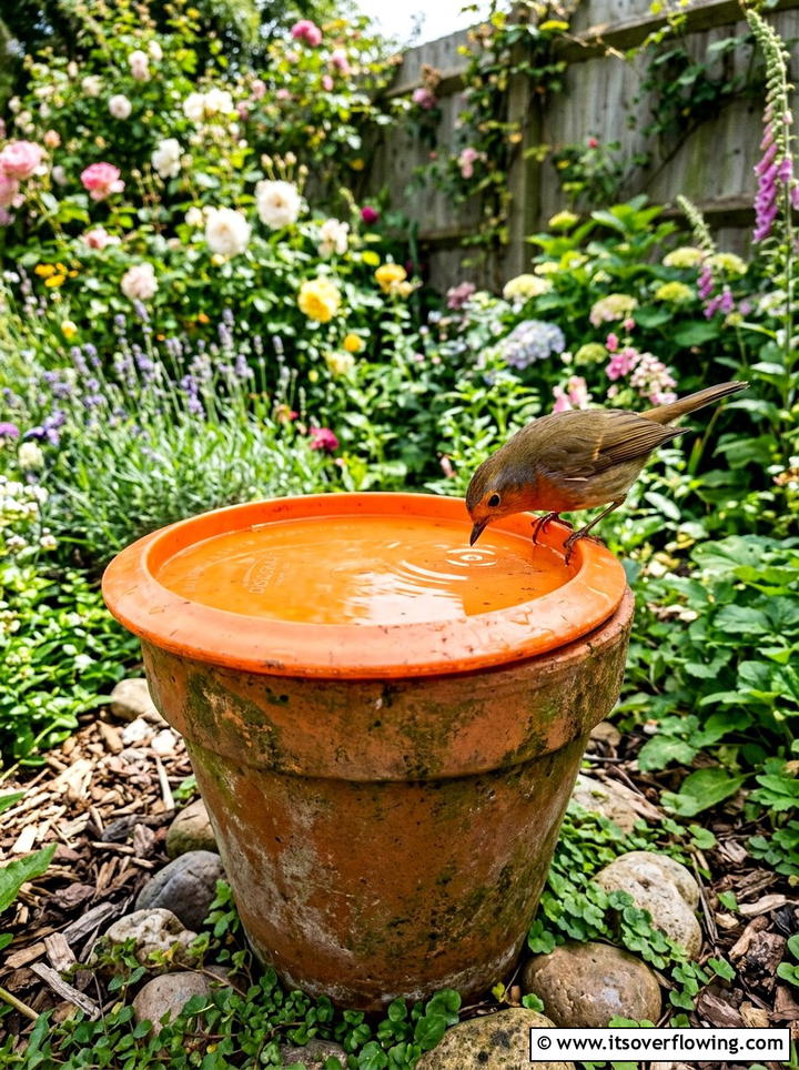 Frisbee bird bath - 25 recycled garden ideas with old toys