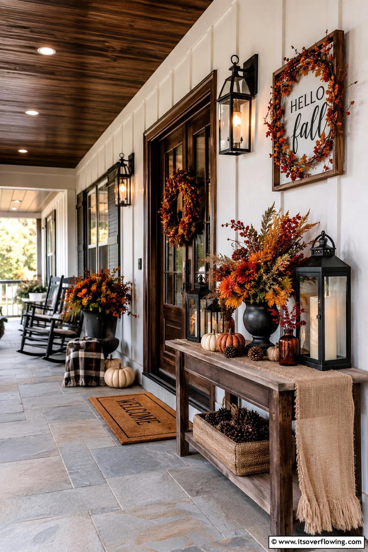 Front Door Fall Tablescape - 50 Fall Front Door Decor Ideas Roundup- Curb Appeal