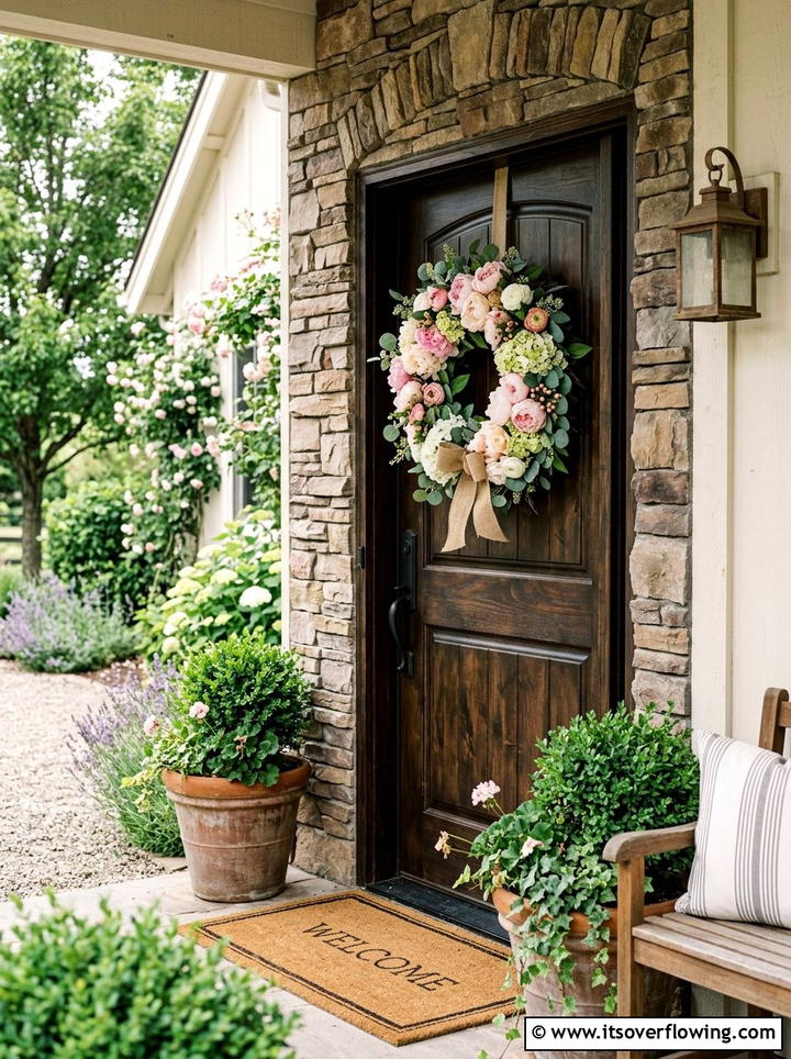 Front Door Flower Wreath - 25 front porch decor ideas with florals