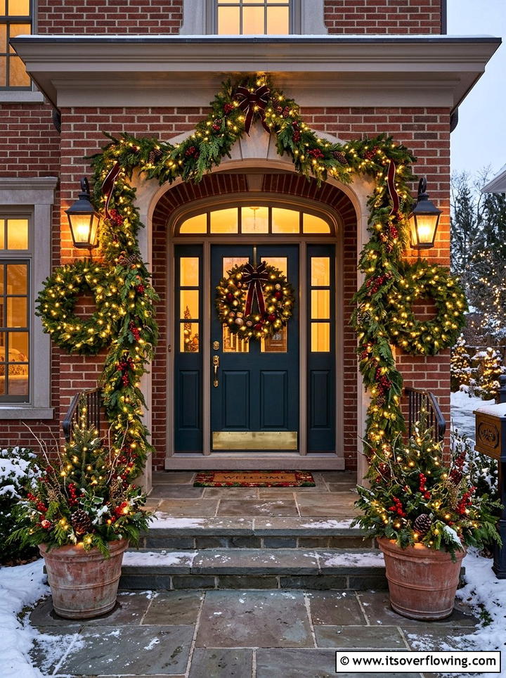 Front Door Garland - 25 front porch decor ideas for christmas