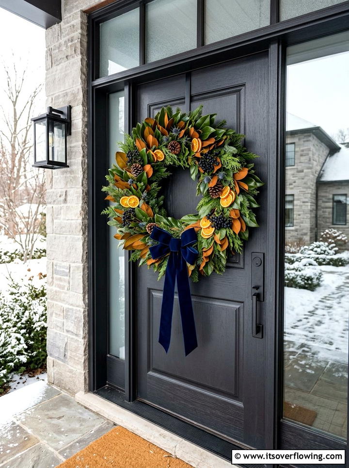 Front Door Winter Wreath - 25 front porch ideas with winter decor