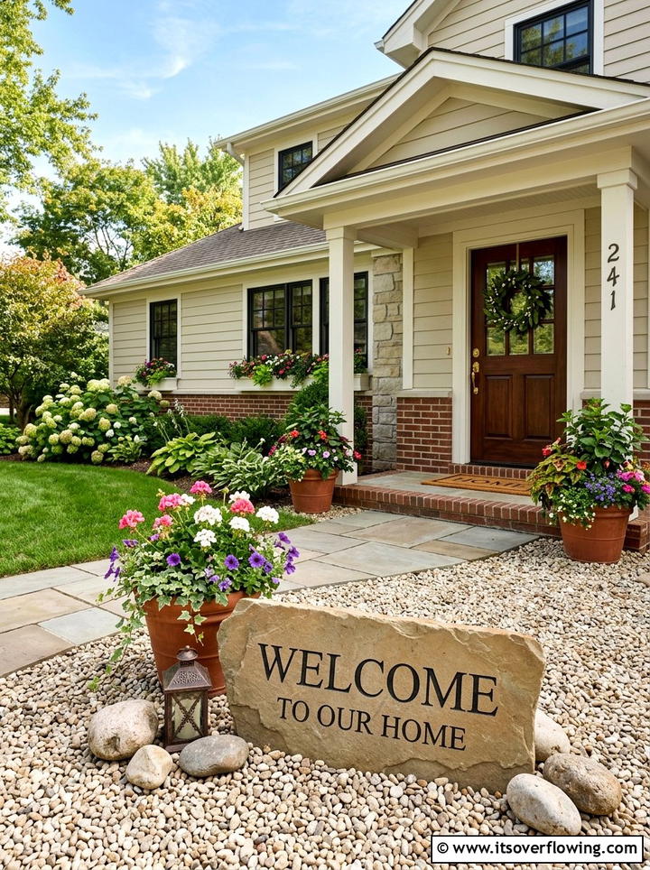 Front Entrance Welcome Stones - 25 creative garden ideas with quote stones
