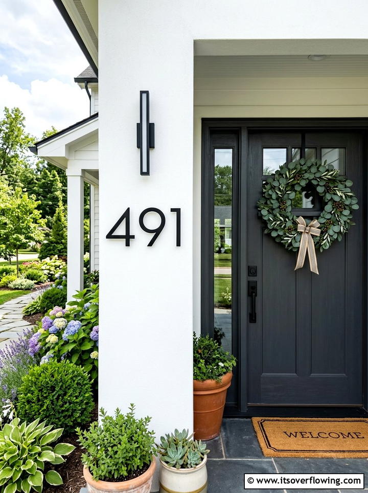 Front Porch Address Numbers - 25 front porch decor ideas with eucalyptus wreath