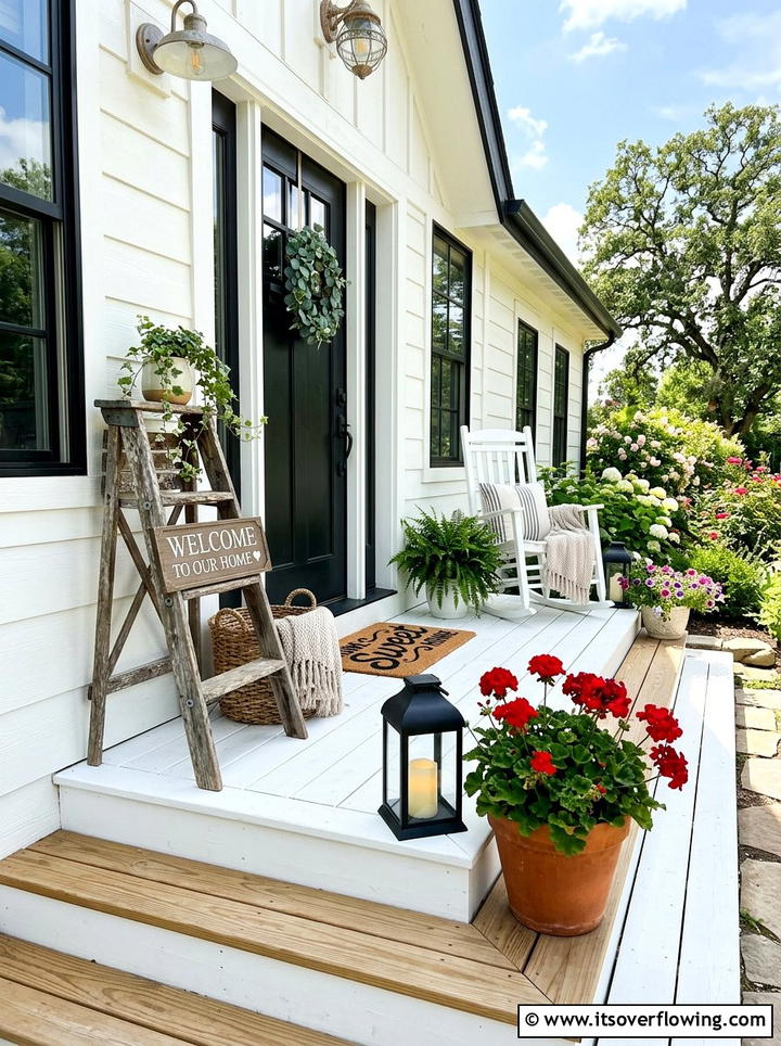 Front Porch Decor - 25 upcycled garden ideas with old ladders