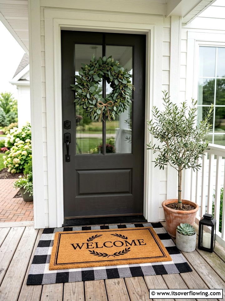Front Porch Doormat - 25 front porch decor ideas with eucalyptus wreath