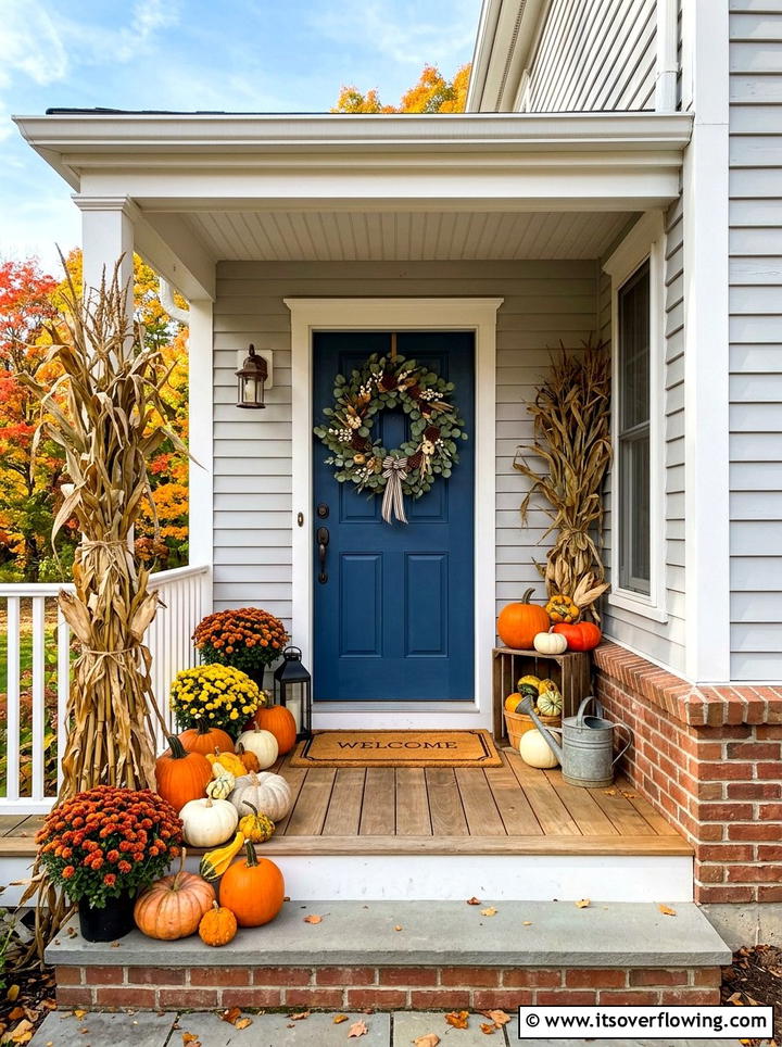 Front Porch Fall Accents - 25 front porch decor ideas with eucalyptus wreath