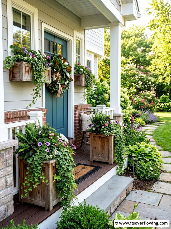 Front Porch Planter Boxes - 25 front porch decor ideas with magnolia wreath