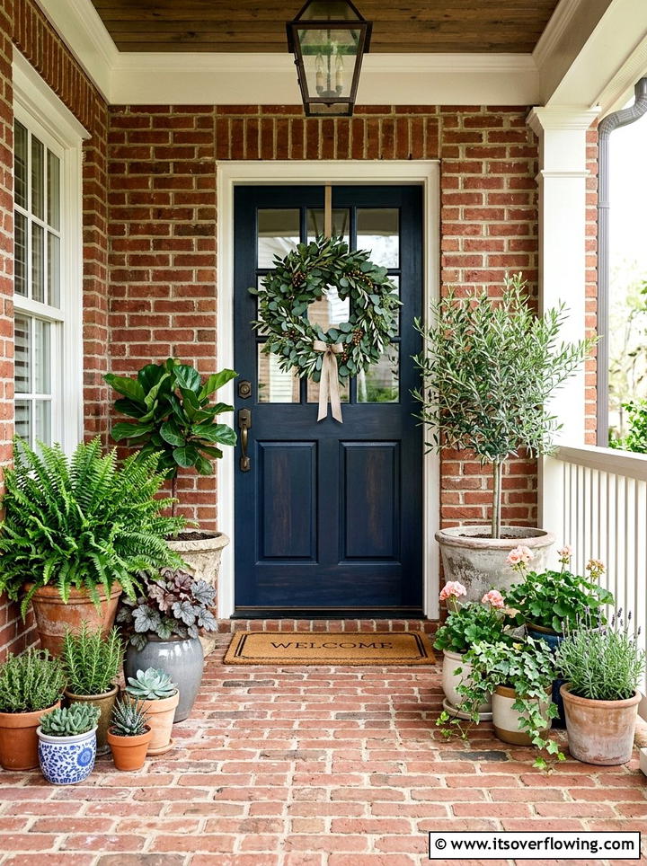 Front Porch Potted Plants - 25 front porch decor ideas with eucalyptus wreath
