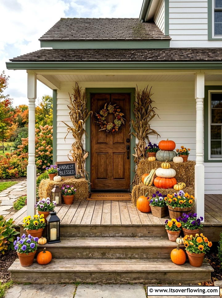 Front Porch Pumpkin Decor - 25 garden ideas for fall
