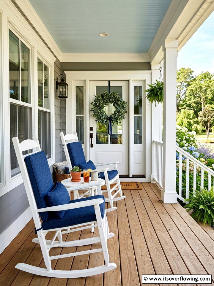 Front Porch Rocking Chairs - 25 front porch decor ideas with eucalyptus wreath